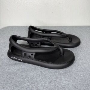 Bazuo Sandals Black Flip Flops‎ 37 - 38 Casual Rubber Slip On Beach House Shoes